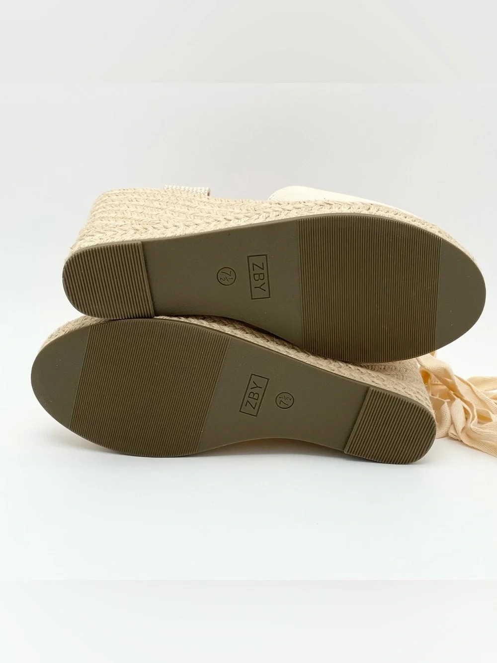 ZBY Espadrilles Wedges Light Beige Women’s Size 7.5